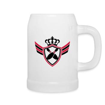 Bowling Pins Blazon Logo Design - Chope en céramique - blanc - Droite