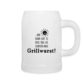 Grillwurst Tage - Barbecue - BBQ - Sonne - 1C - Bierkrug - Weiß - Rechts