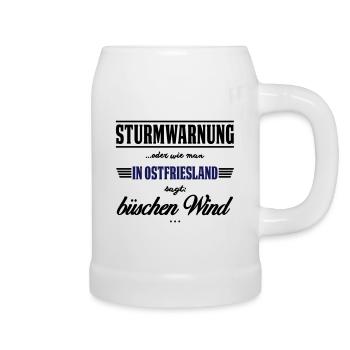 Sturmwarnung Ostfriesland - büschen Wind - Bierkrug - Weiß - Rechts