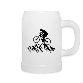 Mountain biking, mountain biking, cycling and mountains - Beer Mug - white - Right