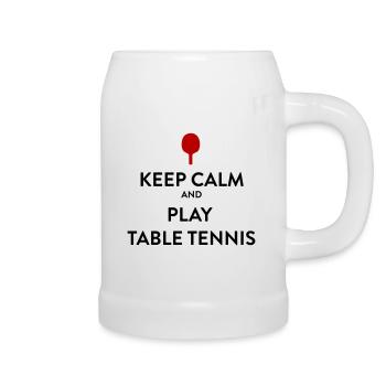 Restez calme et jouez au tennis de table - Chope en céramique - blanc - Droite