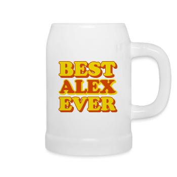 Alex First Name Funny Gift - Beer Mug - white - Right