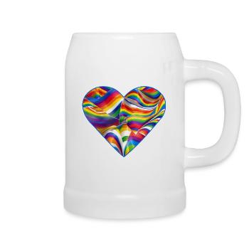 Cute rainbow heart - Beer Mug - white - Right