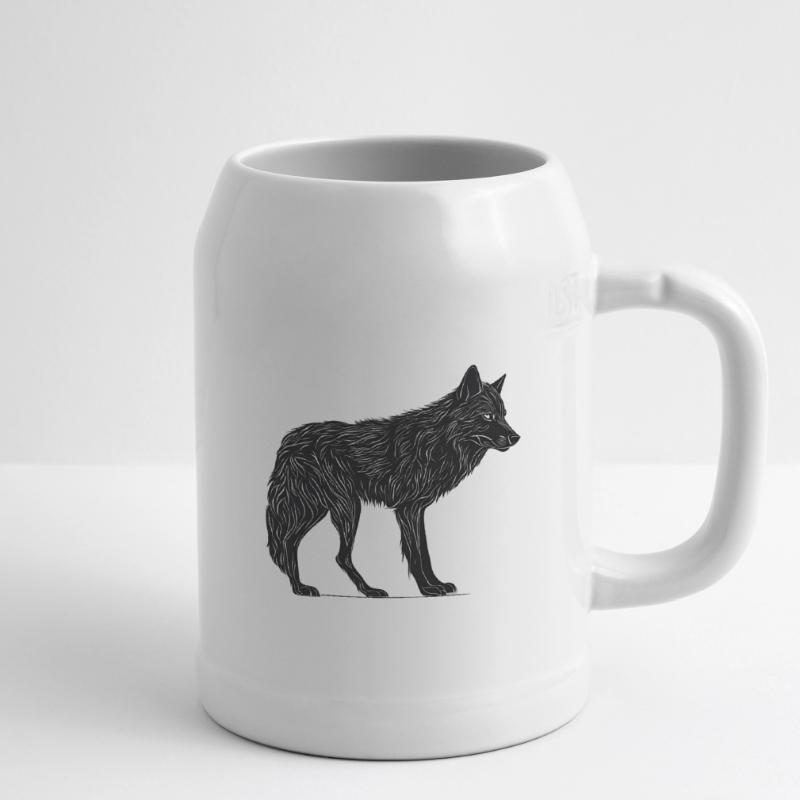 Wilder Wolf - Schwarzer Wolf T-Shirt oder Pullover Bierkrug