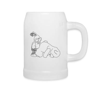 Teddybär Hase - Bierkrug - Weiß - Rechts