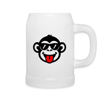 Affe Zunge Lustig - Bierkrug - Weiß - Rechts