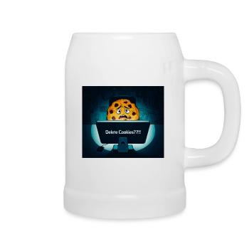 Shy Cookie at Computer - Beer Mug - white - Right