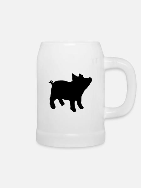 schwein - Bierkrug - Weiß