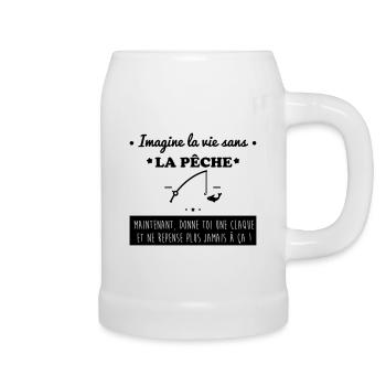 La pêche,pêcheur,pécheur - Chope en céramique - blanc - Droite