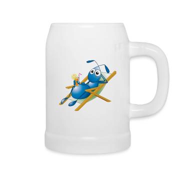 Ant in a deck chair - Beer Mug - white - Right