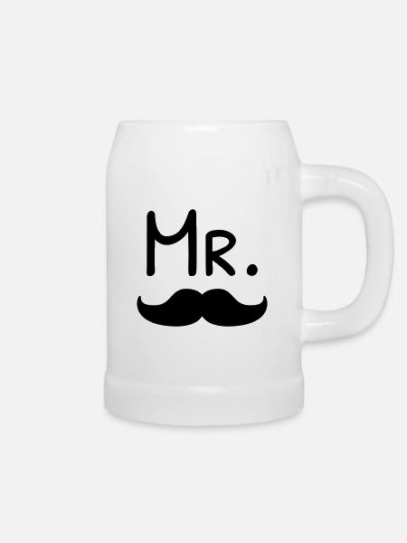 Mister Mustache - Bierkrug - Weiß