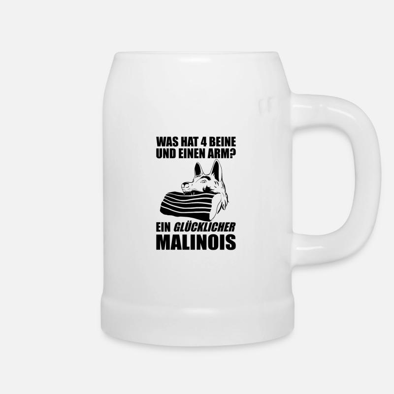 Glücklicher Malinois Lustiger Spruch Meme - Bierkrug - Weiß