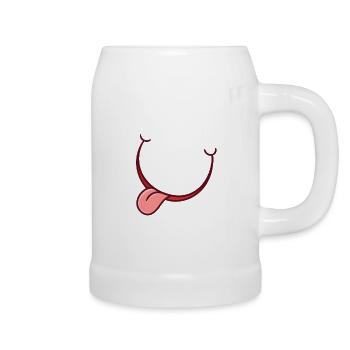 Smile tongue Halloween - Beer Mug - white - Right