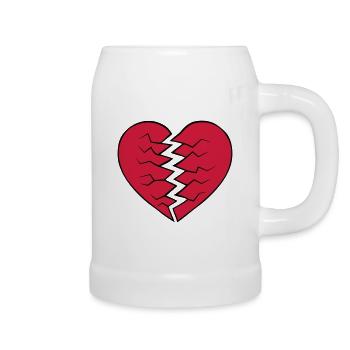 Heart broken design - Beer Mug - white - Right