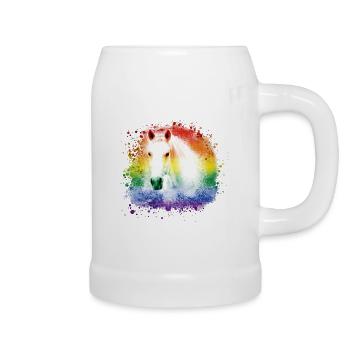 buntes Pferd ,Schimmel, Pferd ,regenbogen,grafftit - Bierkrug - Weiß - Rechts