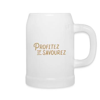 Profitez et savourez - Chope en céramique - blanc - Droite