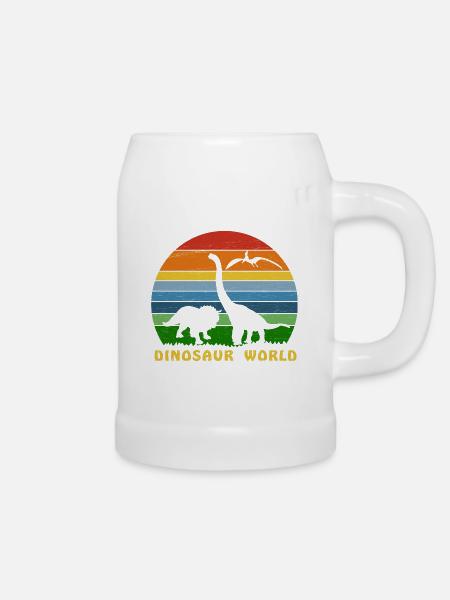 Dinosaurier Welt Retro, Schattenfigur - Bierkrug - Weiß