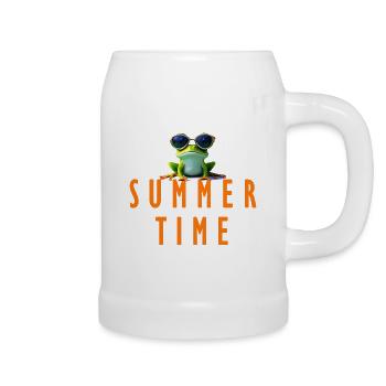 frog summer time - Bierkrug - Weiß - Rechts