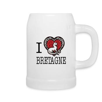 I Love Bretagne Hermine curieuse - Beer Mug - white - Right