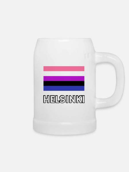 Genderfluid Pride Flagge Helsinki - Bierkrug - Weiß