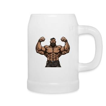 Bodybuilder Gym Muscles - Beer Mug - white - Right