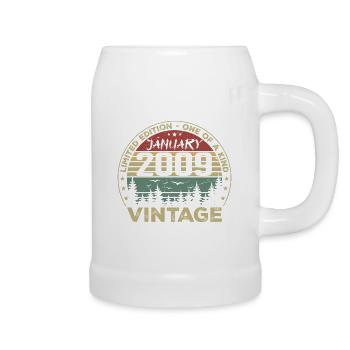 Vintage January 2009 Birthday January 2009 - Beer Mug - white - Right