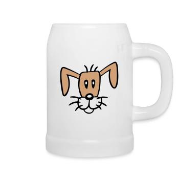 Visage de chien Petit chiot heureux Animal de compagnie - Chope en céramique - blanc - Droite