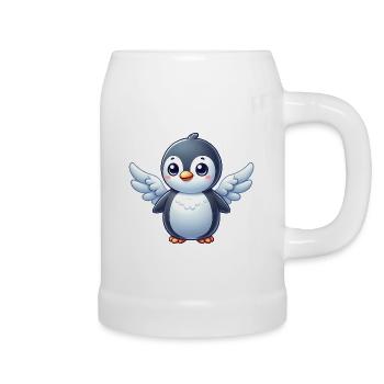 Süßer Pinguin Comic Engel mit Flügeln - Bierkrug - Weiß - Rechts