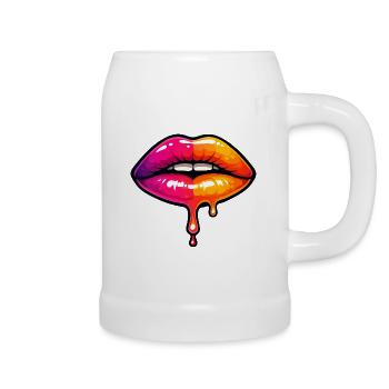 Dripping Neon Lips - Beer Mug - white - Right