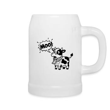 Witzige Kuh Moo Comic Sprechblase - Bierkrug - Weiß - Rechts