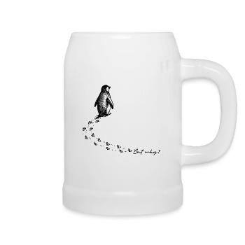 Penguin But Why Antarctica Mountain Meme Backprint - Beer Mug - white - Right