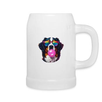 Bunter Berner Sennenhun mit Bubblegum-Sonnenbrille - Bierkrug - Weiß - Rechts