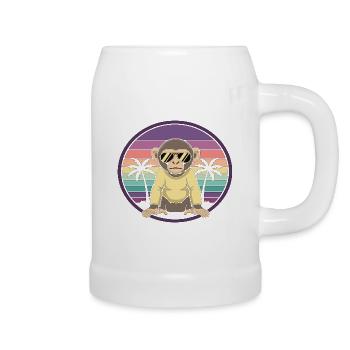 Cooler Affe Retro Sommer Sonnenbrille - Bierkrug - Weiß - Rechts