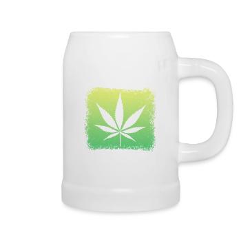 Cannabisblatt  Weed Kiffen - Bierkrug - Weiß - Rechts