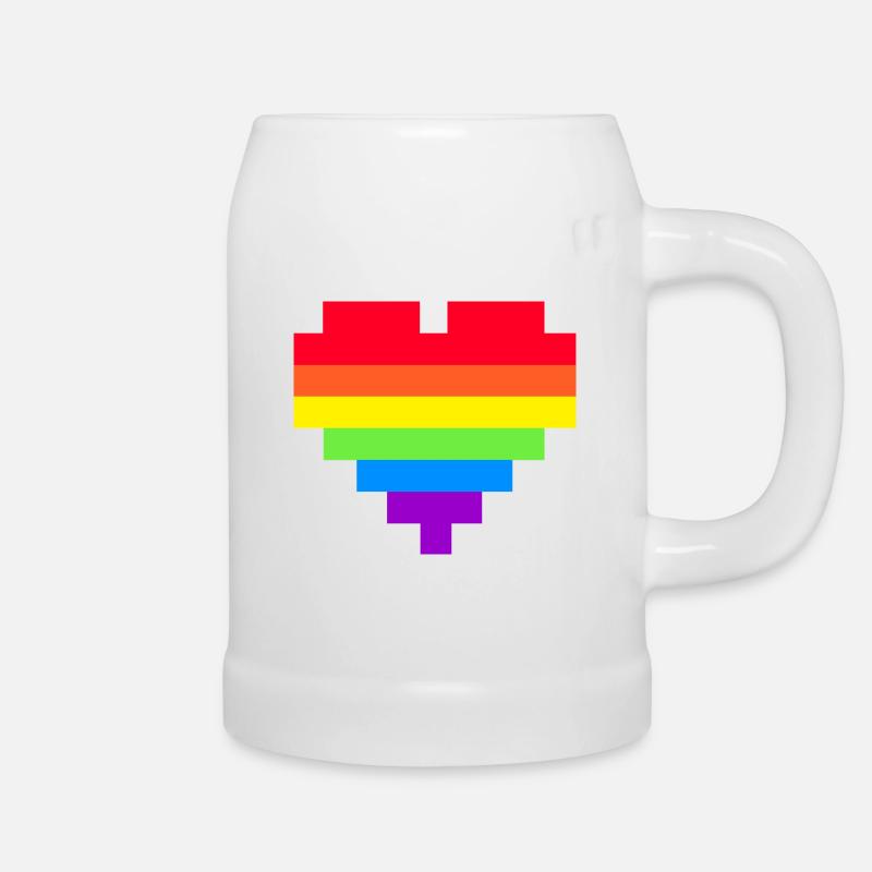 Pixel Cœur Drapeau arc-en-ciel - Chope en céramique - blanc