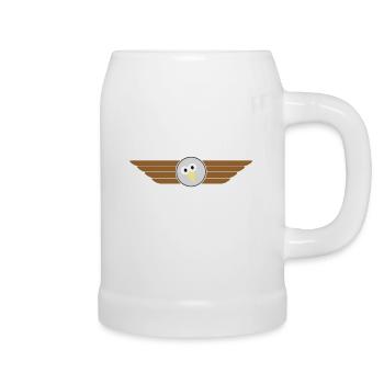 Bird flying badge - Beer Mug - white - Right