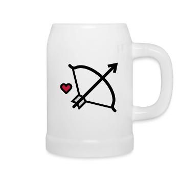 Bow and arrow Cupid's arrow for lovers - Beer Mug - white - Right