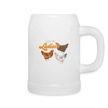 I love my ladies farm farmer chicken gift - Beer Mug - white - Right