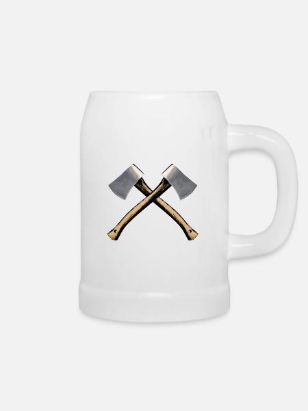 Axt - Bierkrug - Weiß
