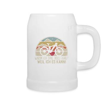 MTB - Warum ich ohne Akku Fahre - Retrocolor - Bierkrug - Weiß - Rechts