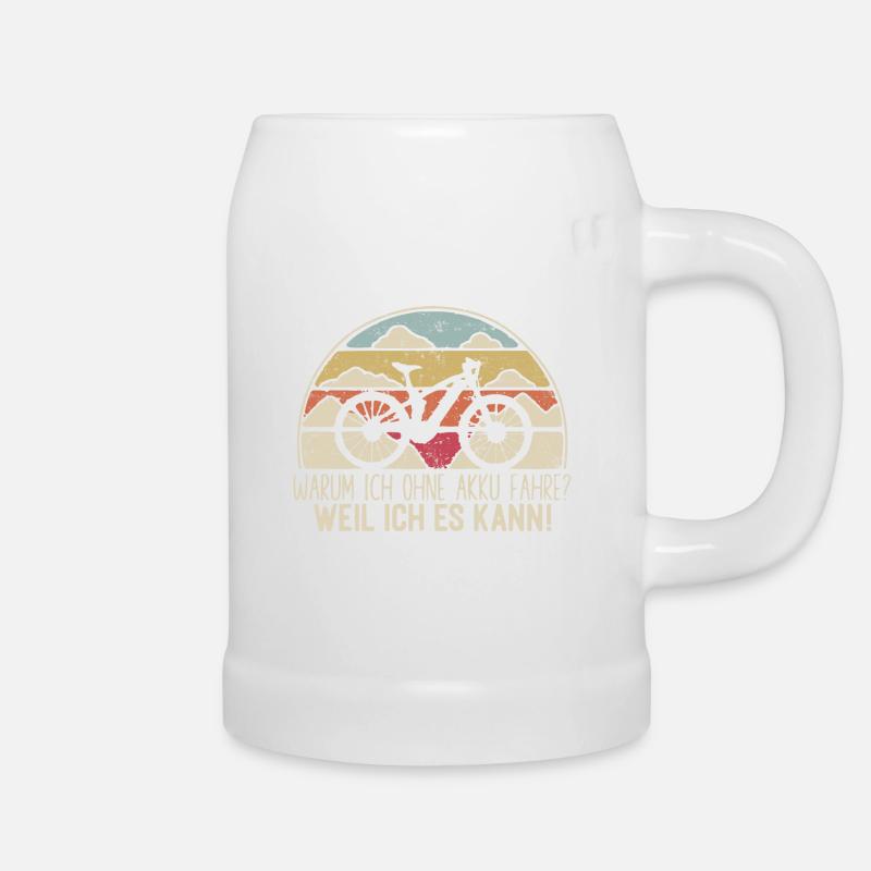 MTB - Why I ride without a battery - Retrocolor - Beer Mug - white