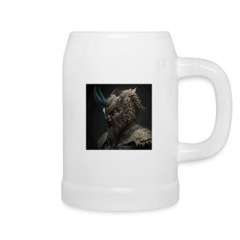 Viking en armure avec des cornes sur le front - Chope en céramique - blanc - Droite
