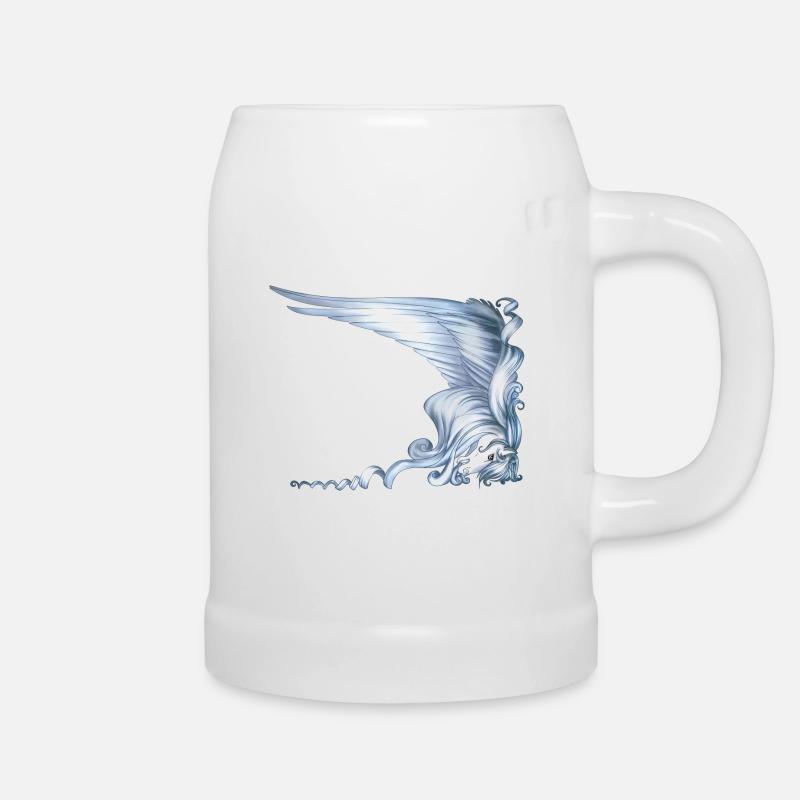 Pegasus Head with Big Wing - Beer Mug - white