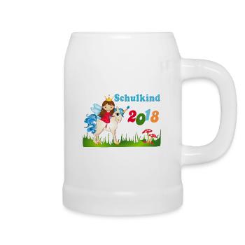 Schoolchild 2018 school unicorn girl - Beer Mug - white - Right