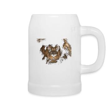 Lion deep black parts, for darkblack textiles - Beer Mug - white - Right