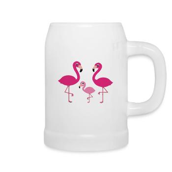 Flamingo Familie / Flamingos Vater Mutter und Kind - Bierkrug - Weiß - Rechts