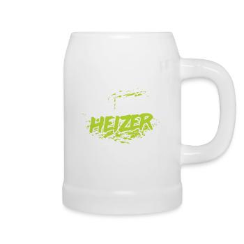 MTB Downhill Mountainbiker - Waldweg Heizer - Bierkrug - Weiß - Rechts