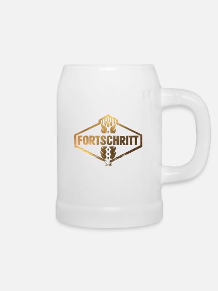 FORTSCHRITT DDR Landmaschinen Vintage Gold - Bierkrug - Weiß