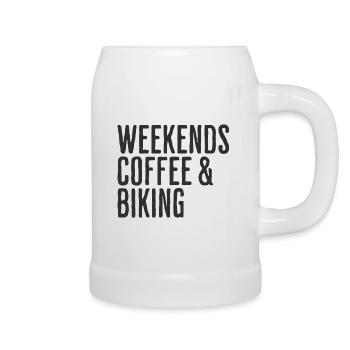 Coffee & Bike Weekend Cycling Humour - Beer Mug - white - Right