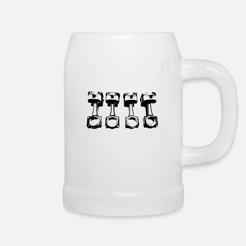 Pistons 4 cylindres - Chope en céramique - blanc